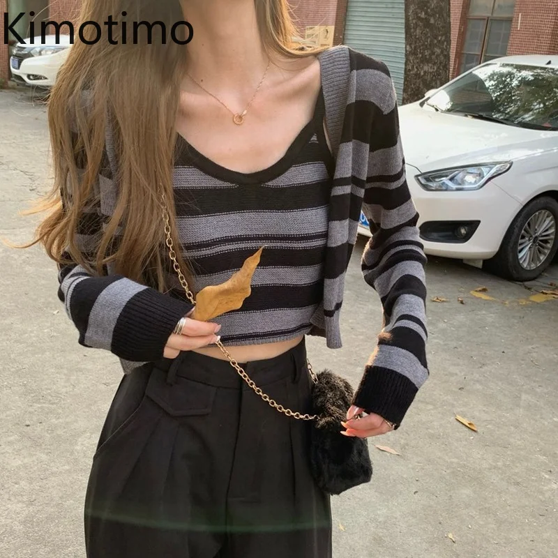 Женский комплект из двух предметов Kimotimo, вязаный жилет в полоску с V-образным вырезом и длинным рукавом, универсальный Укороченный кардиган ...
Женский комплект из двух предметов Kimotimo, вязаный жилет в полоску с V-образным вырезом и длинным рукавом, универсальный Укороченный кардиган ...