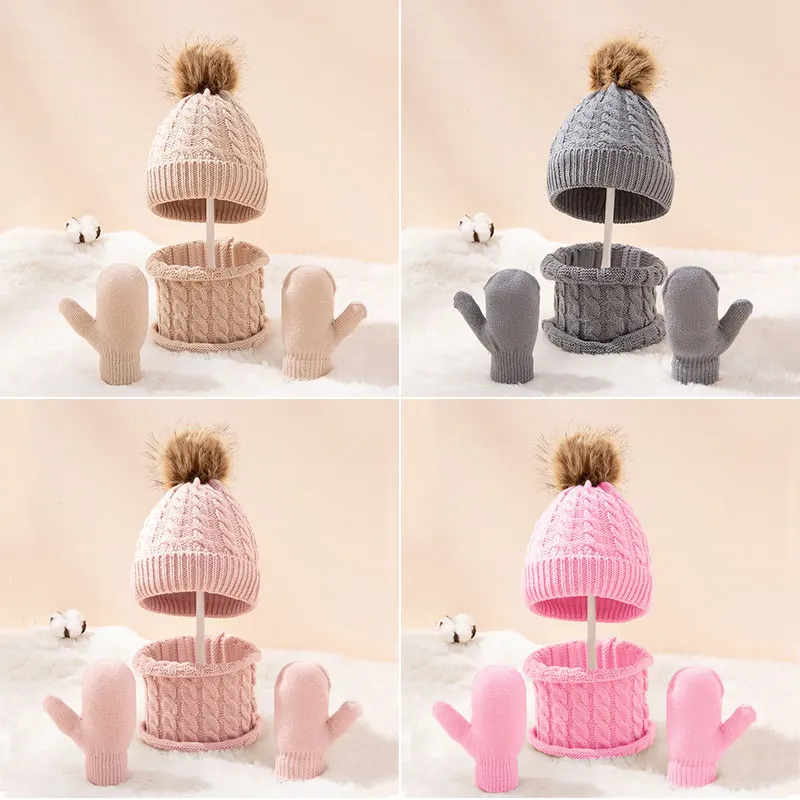 Winter Warm Hat Scarf Gloves Set For Kids 0-3 Years Old Baby Boy And Girl Knitting Solid Cute Wool Cap Scarf Full Finger Mitten
Winter Warm Hat Scarf Gloves Set For Kids 0-3 Years Old Baby Boy And Girl Knitting Solid Cute Wool Cap Scarf Full Finger Mitten