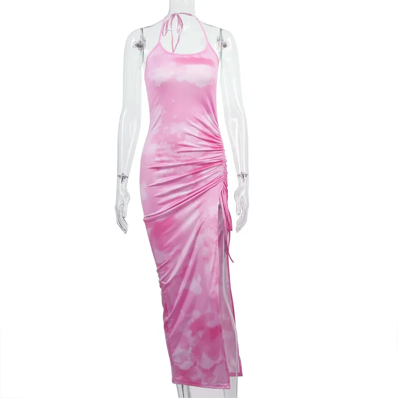 New Style Woman Summer Dress Printed Slit Pleated Drawstring Sexy Halter Neck Off Shoulders Dress Top Quality robe femme
New Style Woman Summer Dress Printed Slit Pleated Drawstring Sexy Halter Neck Off Shoulders Dress Top Quality robe femme
