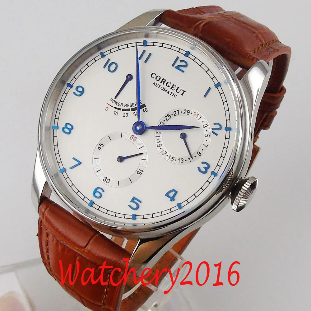 Corgeut 42Mm Men Clock Power reserve Automatic Calendar Date Mechanical Leather Men Wristwatch Luxury Top Brand
Corgeut 42Mm Men Clock Power reserve Automatic Calendar Date Mechanical Leather Men Wristwatch Luxury Top Brand