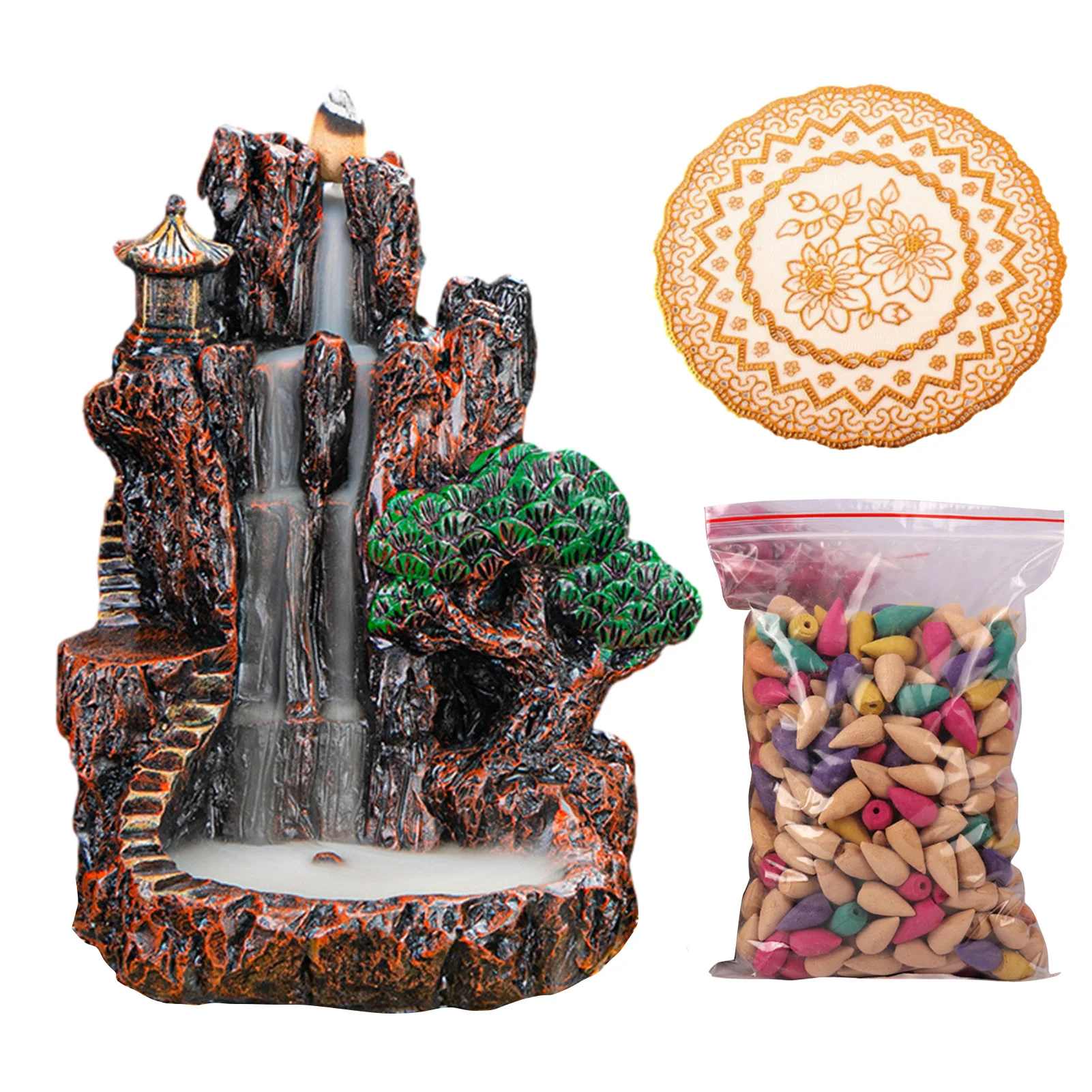 Free 50cones Zen Resin Incense Burner Creative Homedeco Backflow Incense Burner Suitable For Home Office Yoga With Anti-slip Mat
Free 50cones Zen Resin Incense Burner Creative Homedeco Backflow Incense Burner Suitable For Home Office Yoga With Anti-slip Mat