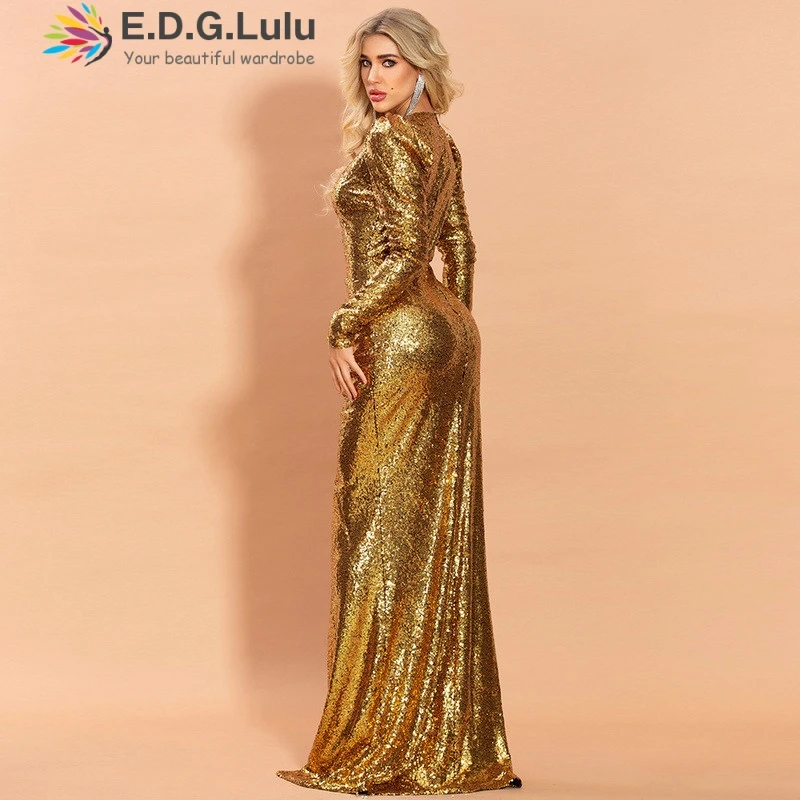 EDGLuLu New 2020 Women Sequined Slit Party Long Dresses Long Sleeve Gold Glitter Mermaid Evening Dress Ladies Formal Gowns 1008
EDGLuLu New 2020 Women Sequined Slit Party Long Dresses Long Sleeve Gold Glitter Mermaid Evening Dress Ladies Formal Gowns 1008