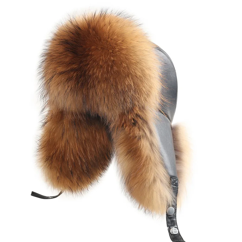 New Men Outdoor Windproof Winter Natural Real Fox Fur Bombers Hats Quality Raccoon Fur Cap Man Luxury Real Sheepskin Leather Hat 
New Men Outdoor Windproof Winter Natural Real Fox Fur Bombers Hats Quality Raccoon Fur Cap Man Luxury Real Sheepskin Leather Hat