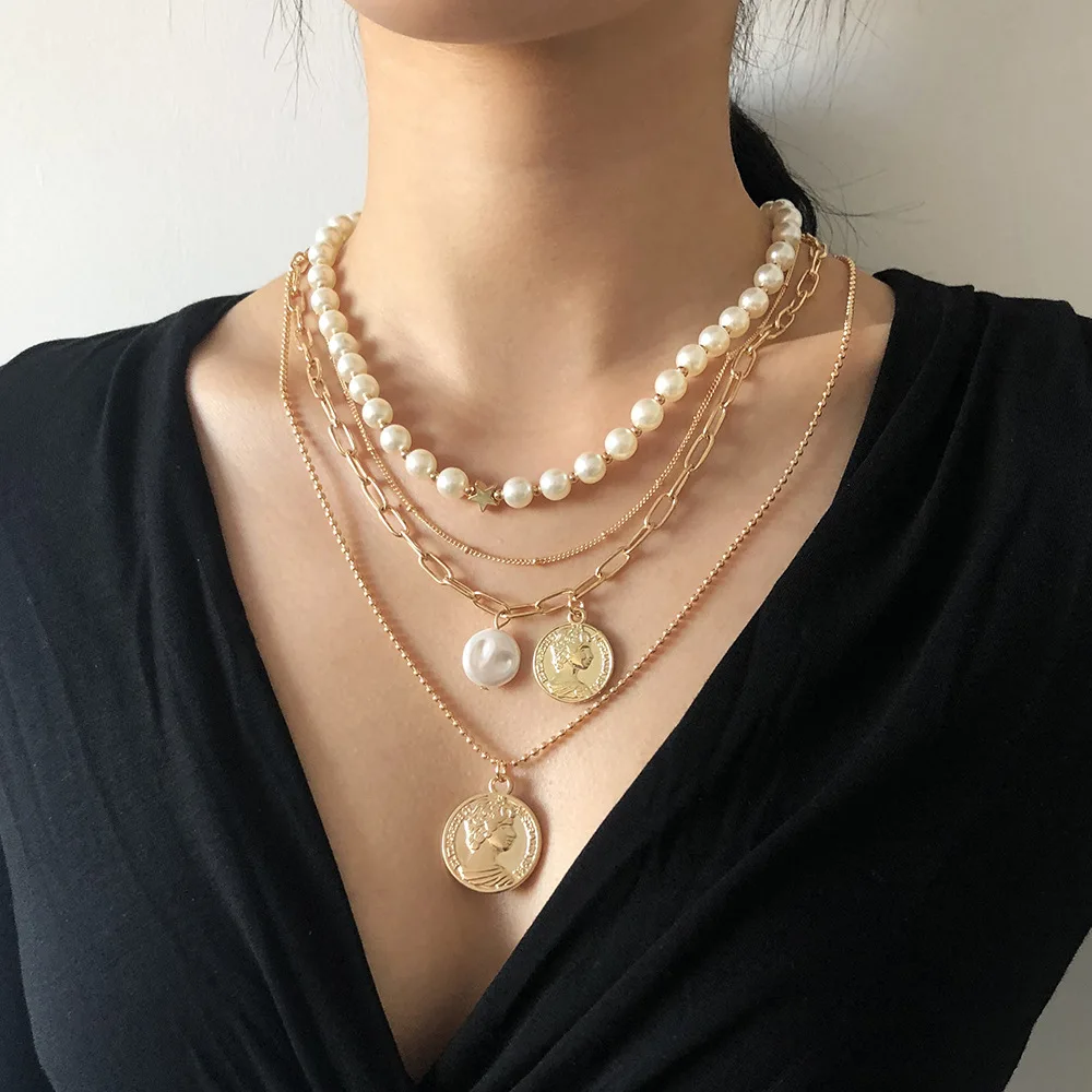 Hip Hop Multilayer Portrait Pendant Necklace Women's Stainless Steel Jewelry Gift Imitation Pearl Light Luxury Clavicle Necklace
Hip Hop Multilayer Portrait Pendant Necklace Women's Stainless Steel Jewelry Gift Imitation Pearl Light Luxury Clavicle Necklace