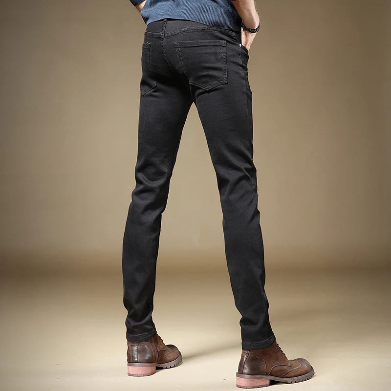 Printed Men Ripped Patch Black Jeans Fashion Rhinestones Slim Fit Pencil Pants
Printed Men Ripped Patch Black Jeans Fashion Rhinestones Slim Fit Pencil Pants