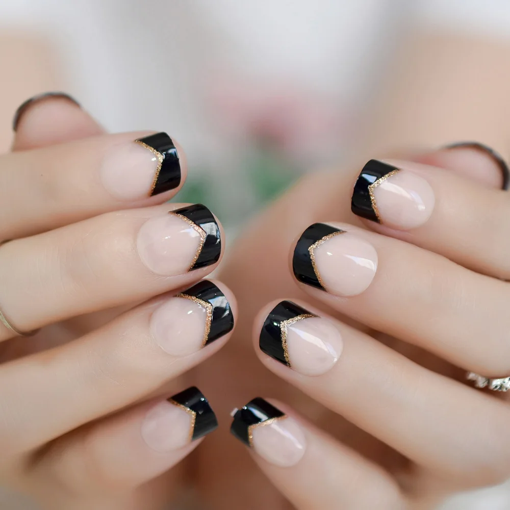 Short Squoval Pink Gilitter Black Edge Gel Tips Decoration Nails False Hand Dummy Fake Nails Stick On Nails Fingernails
Short Squoval Pink Gilitter Black Edge Gel Tips Decoration Nails False Hand Dummy Fake Nails Stick On Nails Fingernails