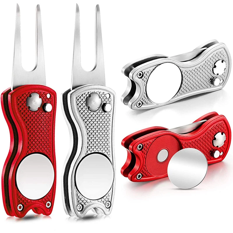 4 Pcs Golf Repair Tool Stainless Steel Foldable Golf Divot Tool Golf Up Button Tool Golf Ball Marker
4 Pcs Golf Repair Tool Stainless Steel Foldable Golf Divot Tool Golf Up Button Tool Golf Ball Marker