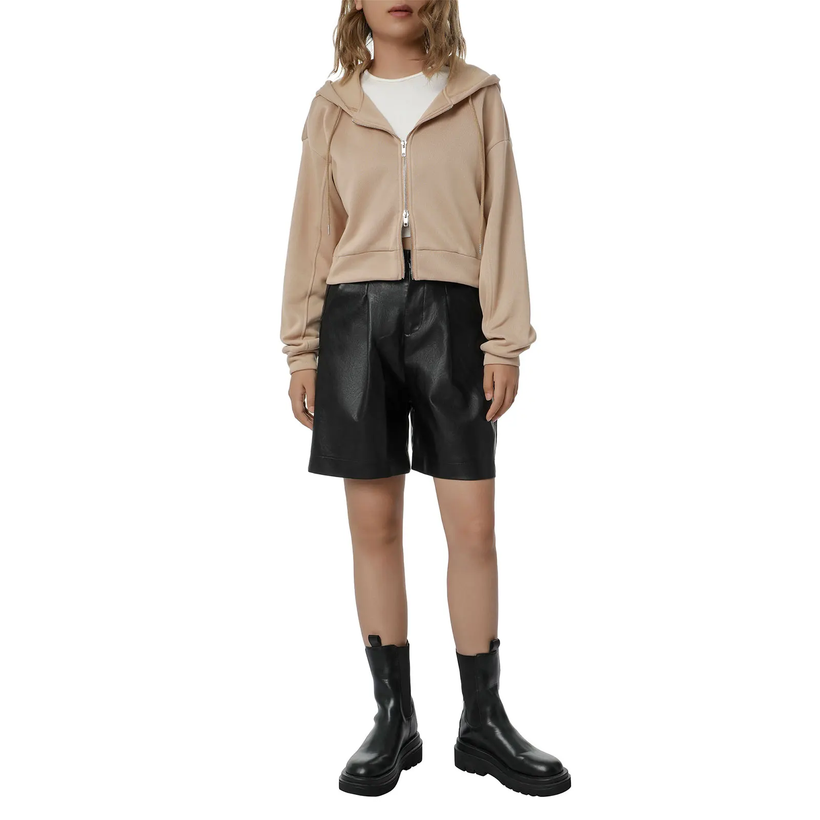 Women’s Casual Long Sleeve Cropped Cardigan Fashion Solid Color Zipper Hooded Sweatshirt
Women’s Casual Long Sleeve Cropped Cardigan Fashion Solid Color Zipper Hooded Sweatshirt