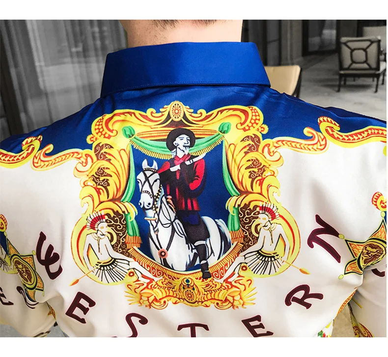 White Blue Gold Shirts For Men Long Sleeve Lion Pattern Western Knight Fashion Printed Shirt Homme Camisa Hombre Casual V261
White Blue Gold Shirts For Men Long Sleeve Lion Pattern Western Knight Fashion Printed Shirt Homme Camisa Hombre Casual V261