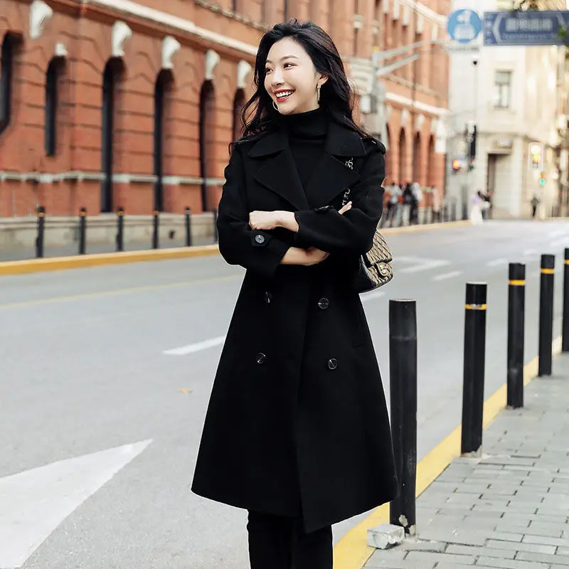 Women's Black Woolen Coat 2021 Autumn Winter Long Wool Jacket Female Loose Large Size Woolen Overcoat Femme Belt Slim Woolen Coa
Women's Black Woolen Coat 2021 Autumn Winter Long Wool Jacket Female Loose Large Size Woolen Overcoat Femme Belt Slim Woolen Coa