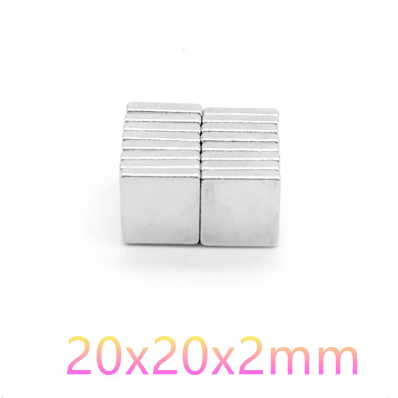 Thin Magnet 5/20/50/100PCS 20x20x2mm/20x20x3mm Strong Powerful Block Magnets Super Neodymium Magnet N35 Magnetic Imanes Potentes 
Thin Magnet 5/20/50/100PCS 20x20x2mm/20x20x3mm Strong Powerful Block Magnets Super Neodymium Magnet N35 Magnetic Imanes Potentes