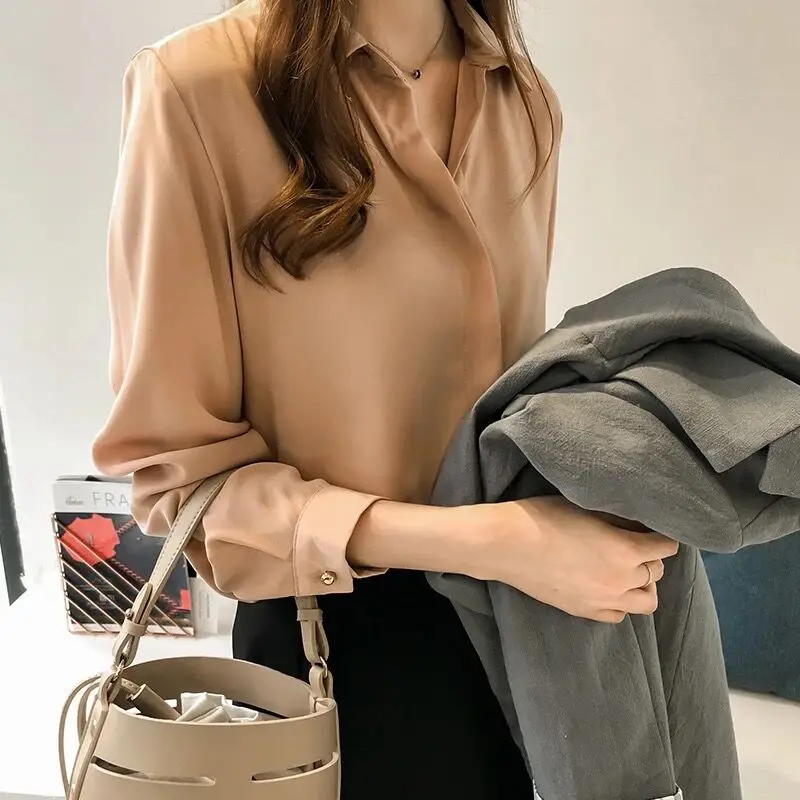 Houthion Women's Blouses Summer Simple Casual Fashion Blusas Turn-down Collar Tops Solid Chiffon Shirt Long Sleeve Top
Houthion Women's Blouses Summer Simple Casual Fashion Blusas Turn-down Collar Tops Solid Chiffon Shirt Long Sleeve Top