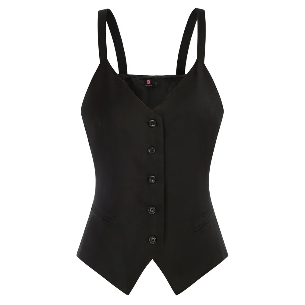 KK Women Single Breasted Vest V-Neck Handkerchief Hem Button-up Vest Sling V-neck Single-breasted Waistcoat With Double-inlaid
KK Women Single Breasted Vest V-Neck Handkerchief Hem Button-up Vest Sling V-neck Single-breasted Waistcoat With Double-inlaid