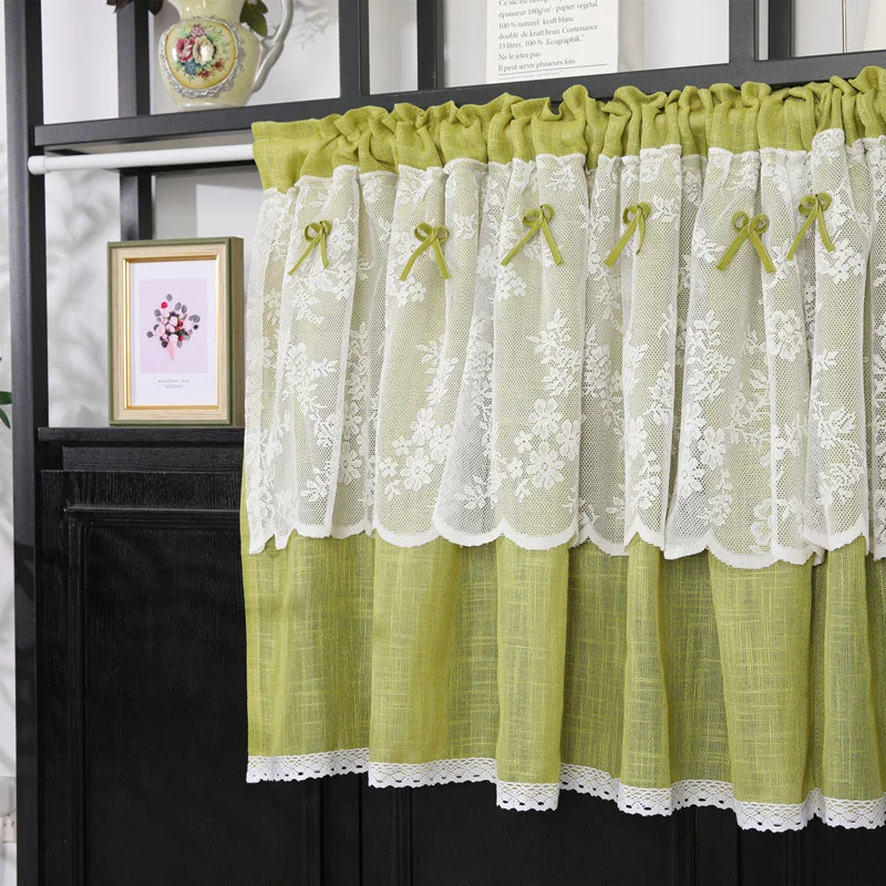 American Pastoral Green Half Curtain Cotton Linen Kitchen Short Sheer Lace Farmhouse Retro Sliding Door Window Partition
American Pastoral Green Half Curtain Cotton Linen Kitchen Short Sheer Lace Farmhouse Retro Sliding Door Window Partition