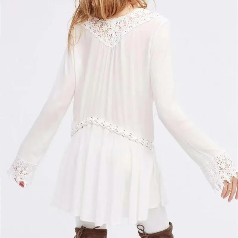 Women's Ruffle Dress Lace Hollow Out V-Neck Long Sleeve Mini Dress 2021 Spring Summer Female Sweet Robe for Holiday
Women's Ruffle Dress Lace Hollow Out V-Neck Long Sleeve Mini Dress 2021 Spring Summer Female Sweet Robe for Holiday