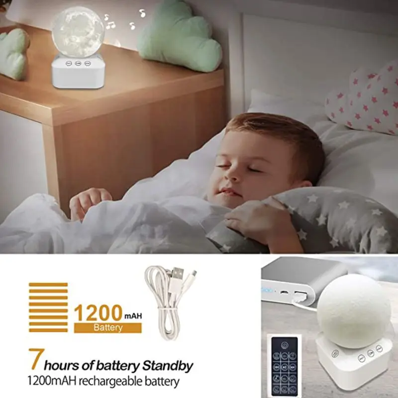 White Noise Sleep Sound Machine Dimmable 7 Color Changing Moon Night Light Sleep Timer for Relaxing Sleeping
White Noise Sleep Sound Machine Dimmable 7 Color Changing Moon Night Light Sleep Timer for Relaxing Sleeping