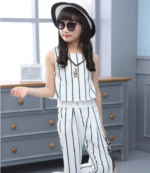 Kids Tracksuits For Girls Summer Children Clothing Fashion Sleeveless Vest + Striped Pants 2Pcs Girls Clothing Sets Girl Clothes
Kids Tracksuits For Girls Summer Children Clothing Fashion Sleeveless Vest + Striped Pants 2Pcs Girls Clothing Sets Girl Clothes