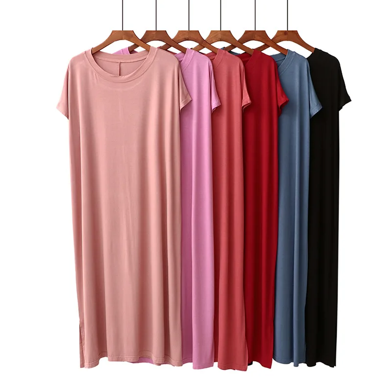 Summer Newest Style Modal Fabric Loose Plus Size Round Neck Short Sleeve Solid Colors Home Nightgown Women Cotton Nightdress 
Summer Newest Style Modal Fabric Loose Plus Size Round Neck Short Sleeve Solid Colors Home Nightgown Women Cotton Nightdress