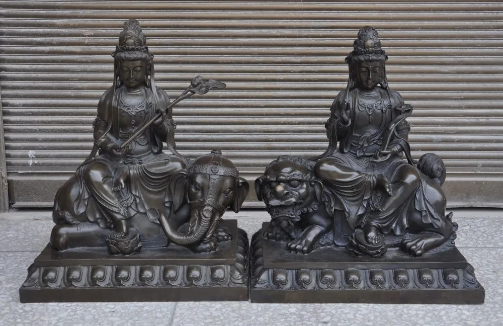 Свадебное украшение китайская храмовая бронзовая фигурка Samantabhadra Manjushri kwan-yin Ride слон статуя льва
Свадебное украшение китайская храмовая бронзовая фигурка Samantabhadra Manjushri kwan-yin Ride слон статуя льва