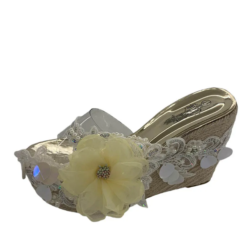 Thick Bottom Slippers Women's Summer Fashion Outer Wear 2021 New Style Flower High Heel Slanted Heel Transparent Slipper
Thick Bottom Slippers Women's Summer Fashion Outer Wear 2021 New Style Flower High Heel Slanted Heel Transparent Slipper