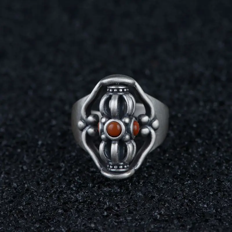 Винтажное серебряное кольцо из тайского серебра 100% пробы вращающееся в