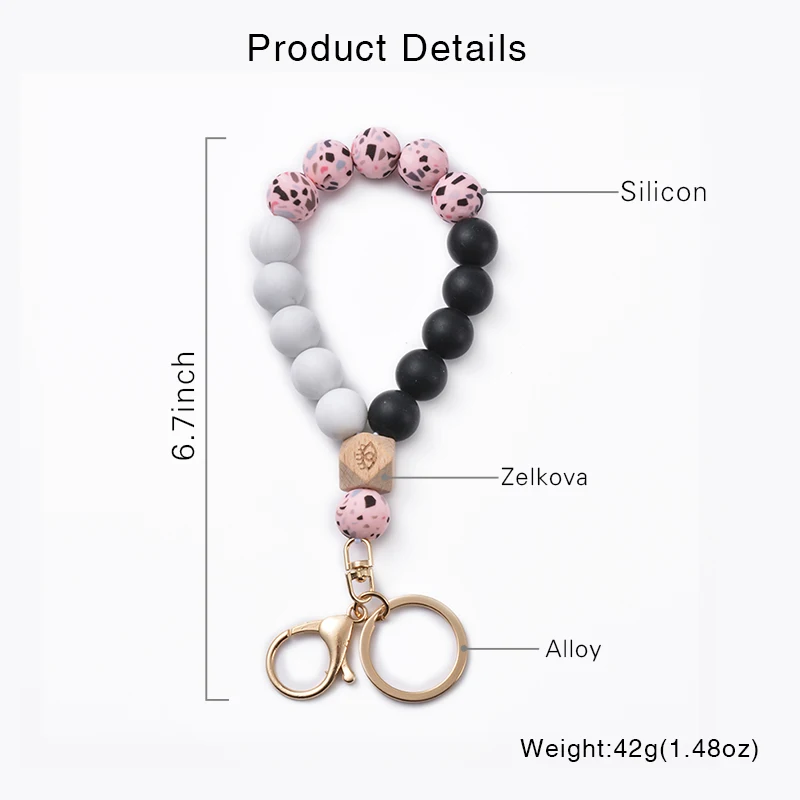 Hot Sale Silicone Keychain For Keys Wood Beads Bracelet Keyring For Women Accessories Multicolor Keychain Wholesale 2021
Hot Sale Silicone Keychain For Keys Wood Beads Bracelet Keyring For Women Accessories Multicolor Keychain Wholesale 2021