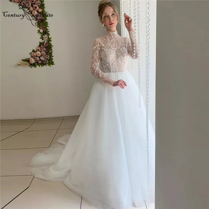 High Neck Boho Wedding Dresses 2020 Long Sleeve Bride Dress for Women Lace Appliques Button Back A-Line Princess Wedding Gowns
High Neck Boho Wedding Dresses 2020 Long Sleeve Bride Dress for Women Lace Appliques Button Back A-Line Princess Wedding Gowns
