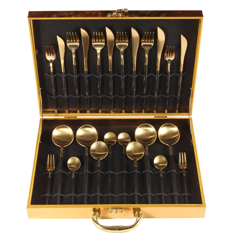 Golden Forks and Spoon Set 304 Stainless Steel Cutlery Set 24 Piece Knives and Forks Dinning Table Set Bento Kitchen Accessories
Golden Forks and Spoon Set 304 Stainless Steel Cutlery Set 24 Piece Knives and Forks Dinning Table Set Bento Kitchen Accessories