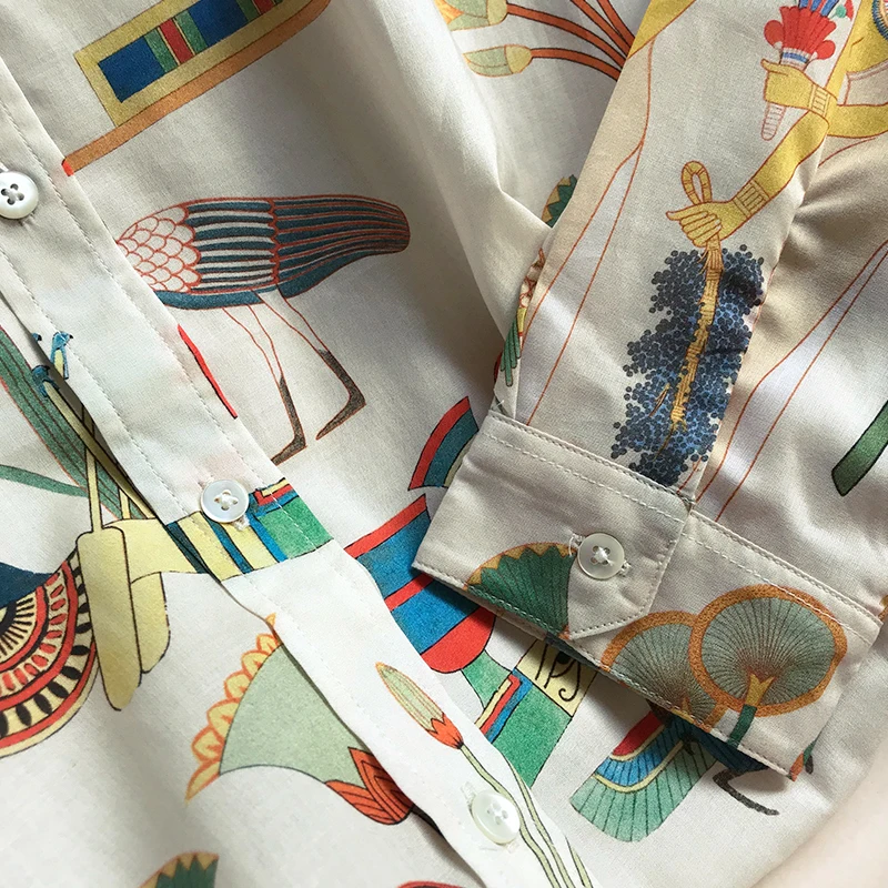 2021 Summer Silk Cotton Mural Print Long-sleeved Straight Women Shirt
2021 Summer Silk Cotton Mural Print Long-sleeved Straight Women Shirt