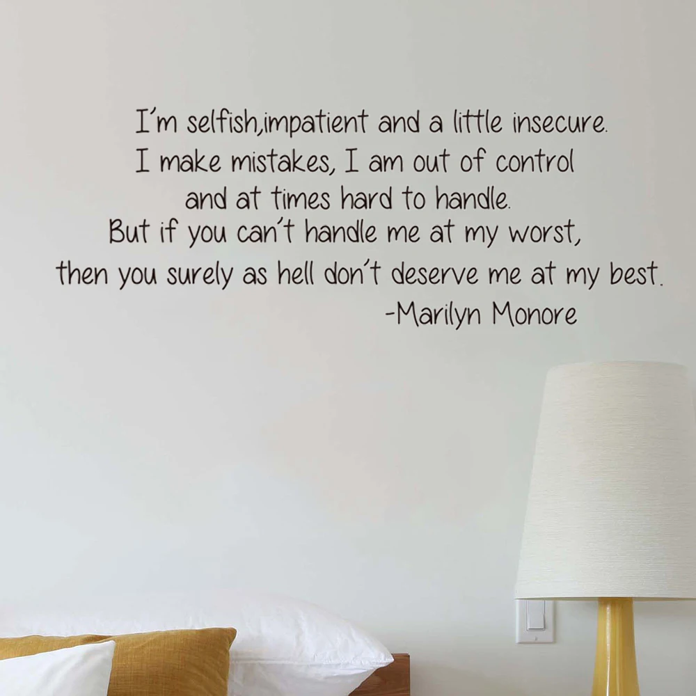 Marilyn Monroe Love Quote Wall Sticker I'm Selfish Song LyricQuote Wall Decal Sexy Girl Inspirational Motivational Quote Decal
Marilyn Monroe Love Quote Wall Sticker I'm Selfish Song LyricQuote Wall Decal Sexy Girl Inspirational Motivational Quote Decal