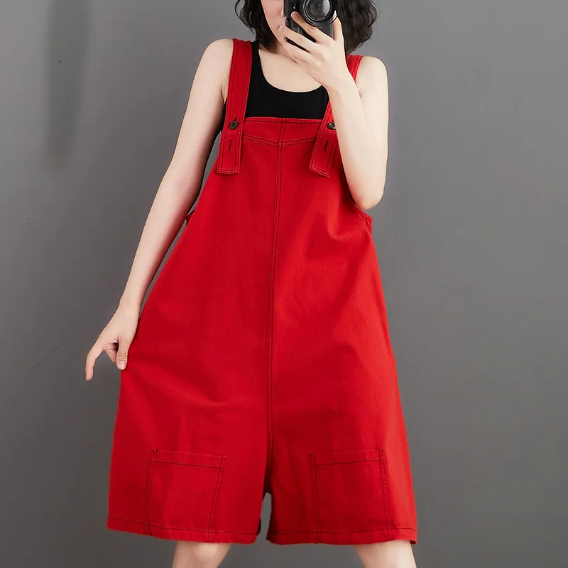 Summer 2021 Women Knee Length Jeans Jumpsuit Casual Loose Sleeveless Large Size Denim Overalls Femme Sweet Wide Leg Short Romper
Summer 2021 Women Knee Length Jeans Jumpsuit Casual Loose Sleeveless Large Size Denim Overalls Femme Sweet Wide Leg Short Romper