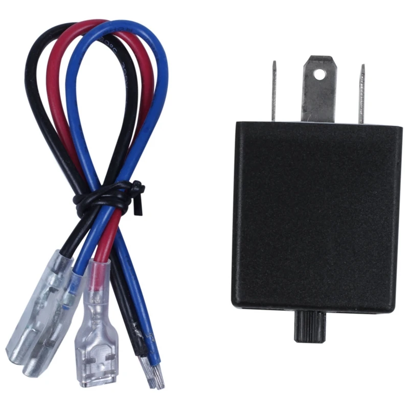 2 Pcs Motorcycle Speed Adjustable Led Flasher Relay 12V, Orange & Black