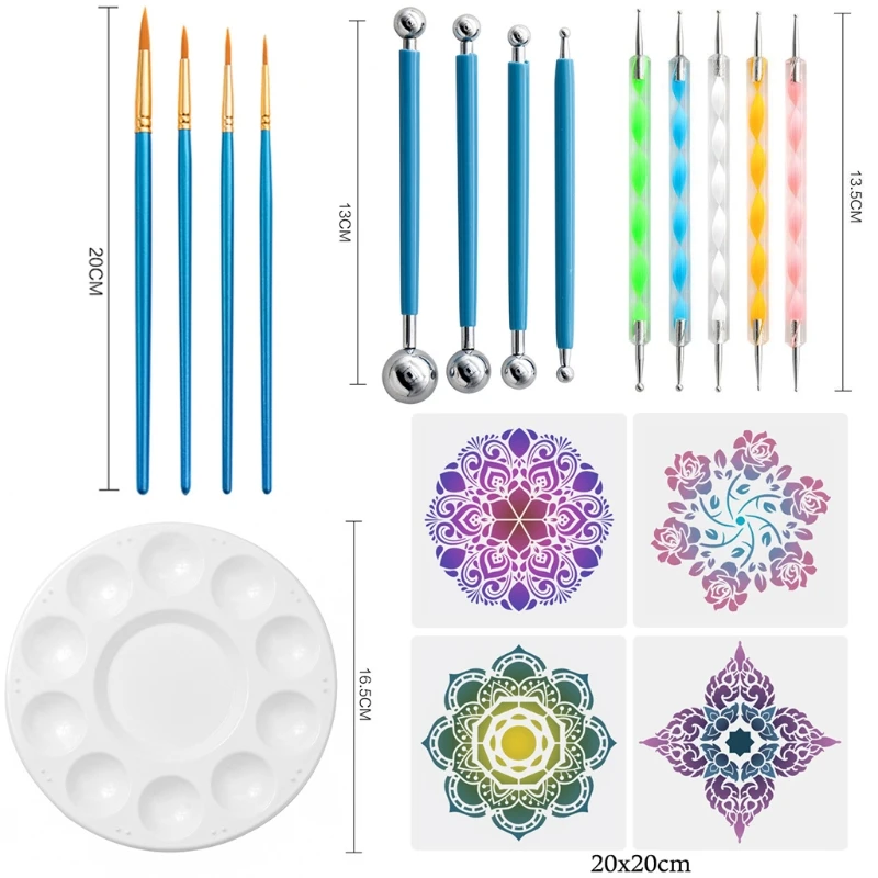 25PCS Mandala Dotting Tools Set Pen Dotting Tools Mandala Stencil Ball Stylus Paint Tray for Painting Rocks, Coloring, Drawing
25PCS Mandala Dotting Tools Set Pen Dotting Tools Mandala Stencil Ball Stylus Paint Tray for Painting Rocks, Coloring, Drawing