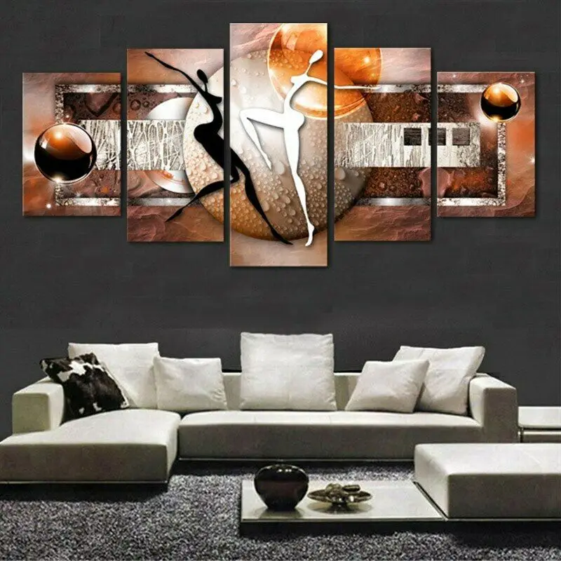 

Abstract Art Couple Dancing 5 Panel Canvas Picture Print Wall Art Canvas Painting Wall Decor for Living Room Poster No Framed