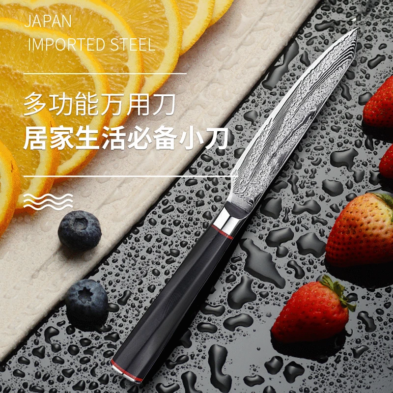 5 Inch Kitchen Utility Knife Damascus 73-layers Japanese AUS-10 Blade Core Chef Knife Kitchen Fruit Paring Knife with Gift Box
5 Inch Kitchen Utility Knife Damascus 73-layers Japanese AUS-10 Blade Core Chef Knife Kitchen Fruit Paring Knife with Gift Box