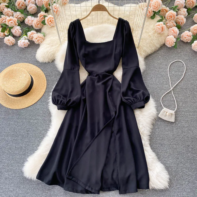 Fall 2021 New Retro Temperament Vestidos Women's Square Collar Puff Sleeve Simple and Versatile Split Midi Dress DF776
Fall 2021 New Retro Temperament Vestidos Women's Square Collar Puff Sleeve Simple and Versatile Split Midi Dress DF776