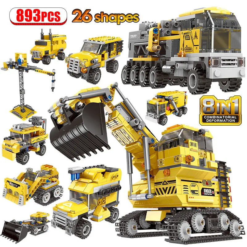 City 8 in 1 Engineering Vehicle Excavator Model Building Blocks Deformation Truck Car Tower DIY Bricks Toys for Children Gifts
City 8 in 1 Engineering Vehicle Excavator Model Building Blocks Deformation Truck Car Tower DIY Bricks Toys for Children Gifts