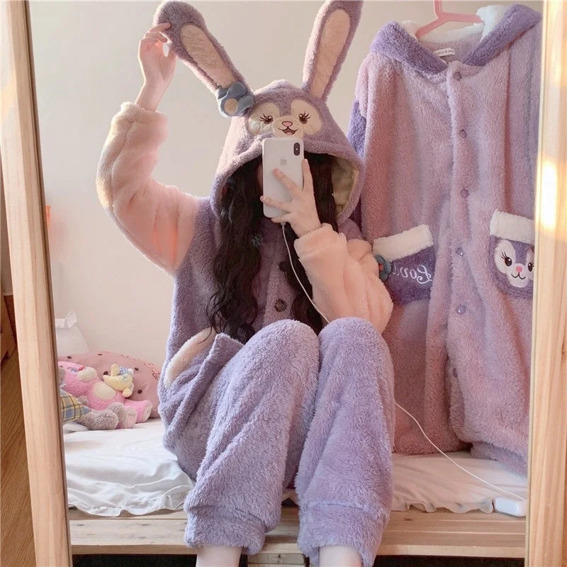 StellaLou Sweet Rabbit Ear Coral Velvet Pajamas Women's Autumn and Winter Thickened Plush Warm Two-piece Set Can Be Worn Out
StellaLou Sweet Rabbit Ear Coral Velvet Pajamas Women's Autumn and Winter Thickened Plush Warm Two-piece Set Can Be Worn Out