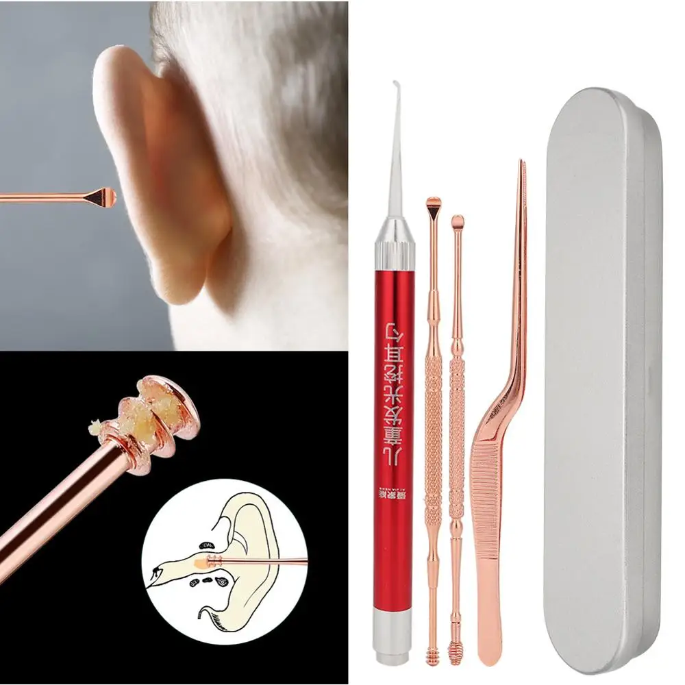 Newest 4Pcs Stainless Steel LED Ear Spoon Set Remove Earwax Foreign Body Cleaning Stubborn Care Double Effect Household Portable
Newest 4Pcs Stainless Steel LED Ear Spoon Set Remove Earwax Foreign Body Cleaning Stubborn Care Double Effect Household Portable