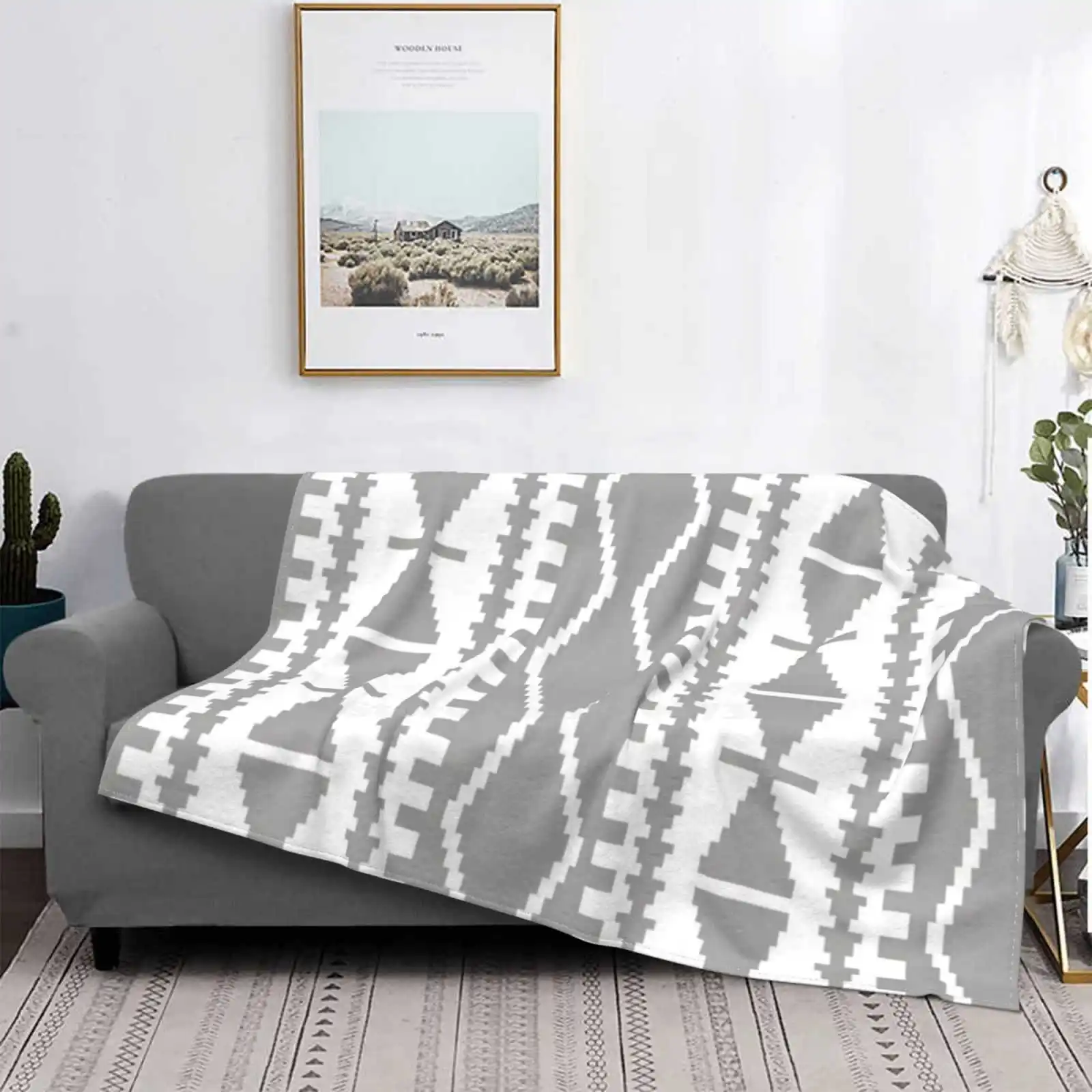 Manta de impresión franela personalizada, manta suave Kilim, Bohemia, Tribal, étnico, africano, gris, gris y blanco 
Manta de impresión franela personalizada, manta suave Kilim, Bohemia, Tribal, étnico, africano, gris, gris y blanco