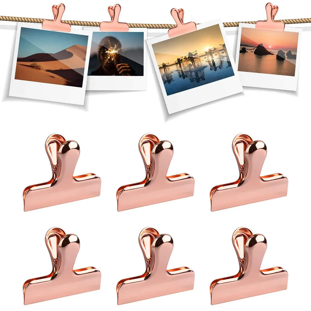 

6PCS Metal Sealing Clips Bulldog Binder Duckbill Clamps Cute Memo Clip for sFood Bags Home Office Supply Mini Memo Clips New