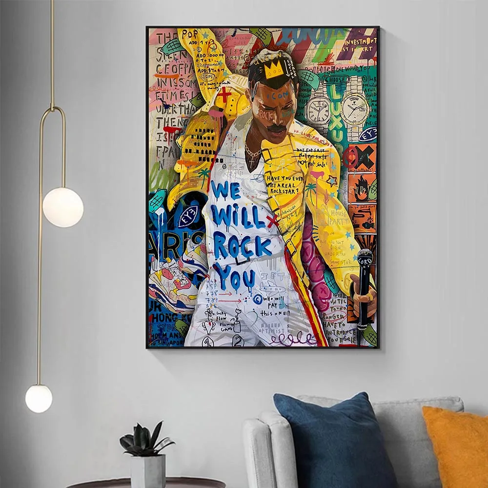 Graffiti Posters We Will Rock You Queen Freddie Mercury Bohemian Rhapsody Canvas Paintings Abatract Pop Street Art Wall Pictures
Graffiti Posters We Will Rock You Queen Freddie Mercury Bohemian Rhapsody Canvas Paintings Abatract Pop Street Art Wall Pictures