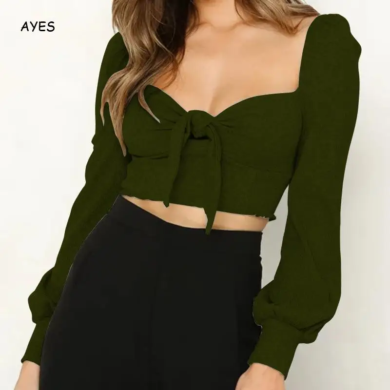 2019 Autumn Long Sleeve Copped Tops Lace Up Shirt Women Backless Crop Top Lantern Sleeve Sexy Cropped Shirts Slim Streerwear
2019 Autumn Long Sleeve Copped Tops Lace Up Shirt Women Backless Crop Top Lantern Sleeve Sexy Cropped Shirts Slim Streerwear