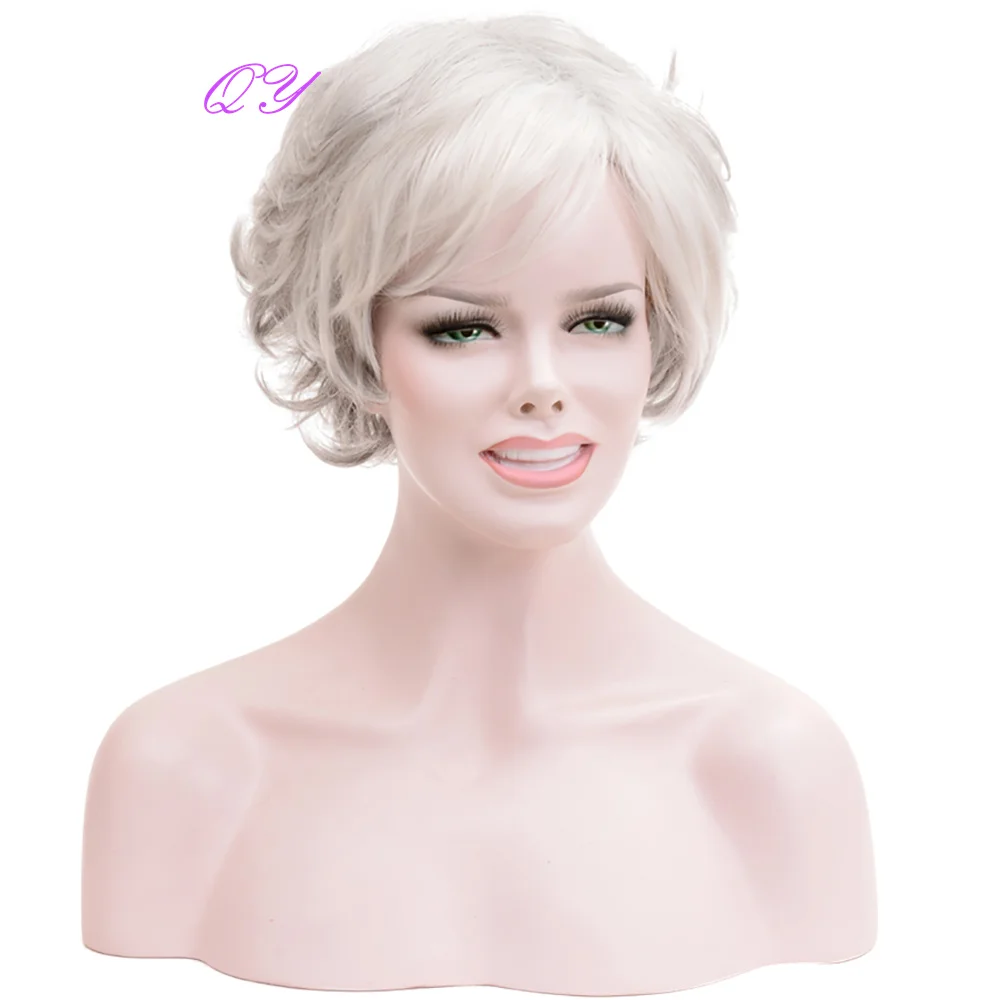 Synthetic Short Women's Ombre Wigs White Ombre Gray Natural Curly Woman Wig Adjustable Size Fashion Hairstyle Ladys Hair Wigs
Synthetic Short Women's Ombre Wigs White Ombre Gray Natural Curly Woman Wig Adjustable Size Fashion Hairstyle Ladys Hair Wigs