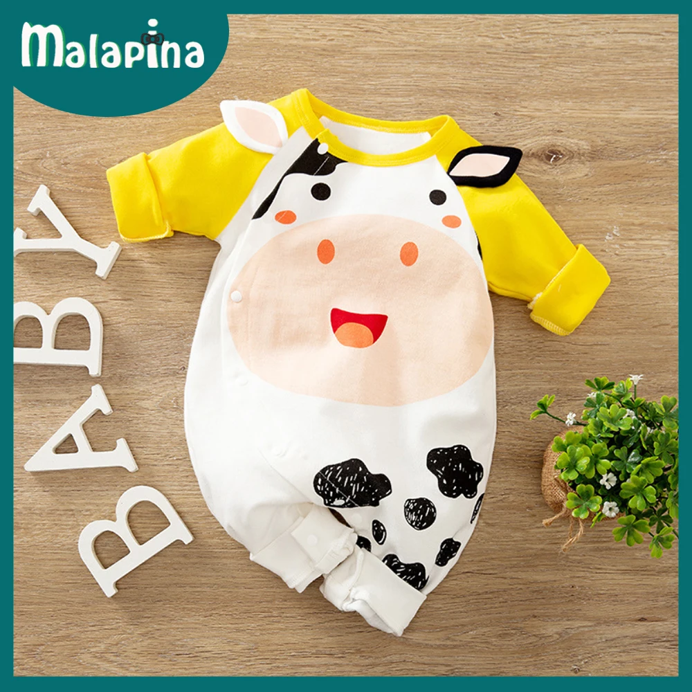 Malapina новорожденных для маленьких девочек одежда для детей футболка с длинными рукавами из хлопка из коровьей кожи с милым принтом «животны... 
Malapina новорожденных для маленьких девочек одежда для детей футболка с длинными рукавами из хлопка из коровьей кожи с милым принтом «животны...