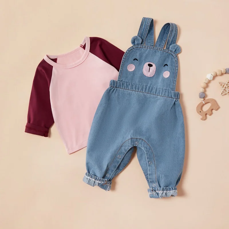 Newborn Baby Clothing Set Autumn Winter Baby Girl Long Sleeve Blouse Cotton Tops+Denim Suspenders Pants 2pcs Suit Infant Outfits
Newborn Baby Clothing Set Autumn Winter Baby Girl Long Sleeve Blouse Cotton Tops+Denim Suspenders Pants 2pcs Suit Infant Outfits