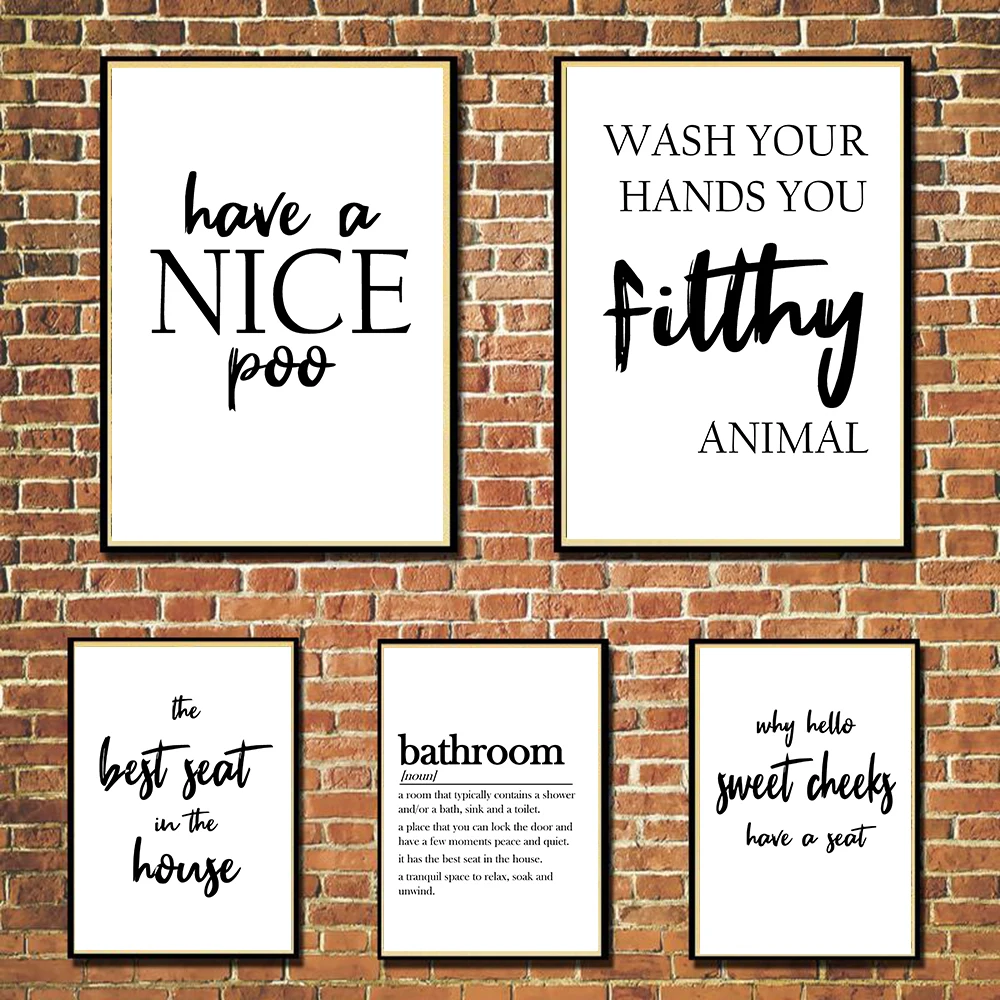 Funny Bathroom Sign Nice Poo Quotes Wall Art Canvas Painting Black White Wall Modern Wash Your Hands Poster Prints For Bathroom
Funny Bathroom Sign Nice Poo Quotes Wall Art Canvas Painting Black White Wall Modern Wash Your Hands Poster Prints For Bathroom
