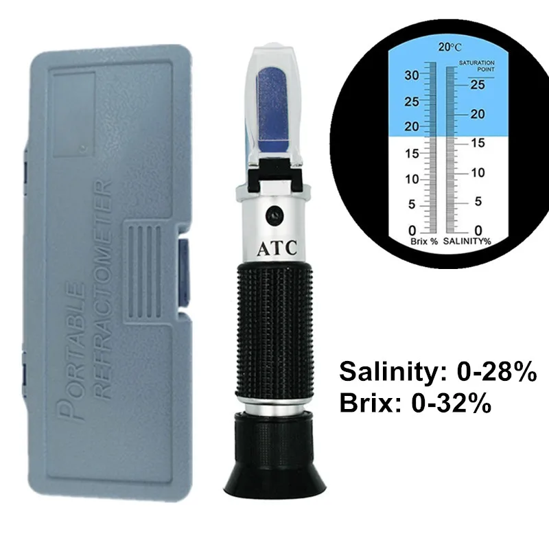 Рефрактометр солености пищевых продуктов 2 в 1, измеритель концентрации сахара 0-28% и дензиметр 0-32%, рефрактометр с розничной коробкой, Скидка...
Рефрактометр солености пищевых продуктов 2 в 1, измеритель концентрации сахара 0-28% и дензиметр 0-32%, рефрактометр с розничной коробкой, Скидка...