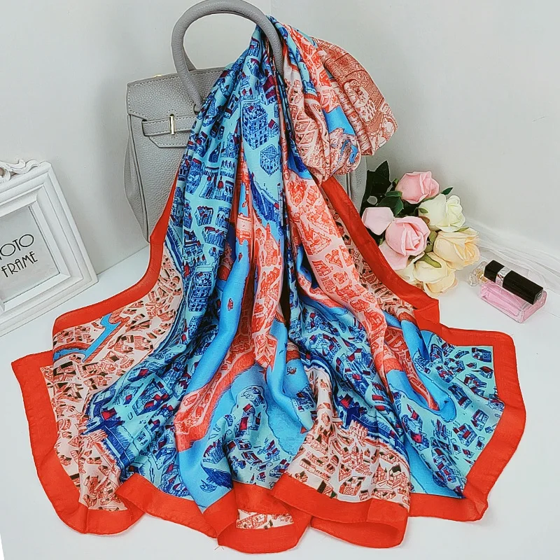 

Новое летнее солнцезащитное пляжное полотенце, роскошный платок 180x90 см, модные шелковые шарфы с леопардовым принтом, женские популярные пы...