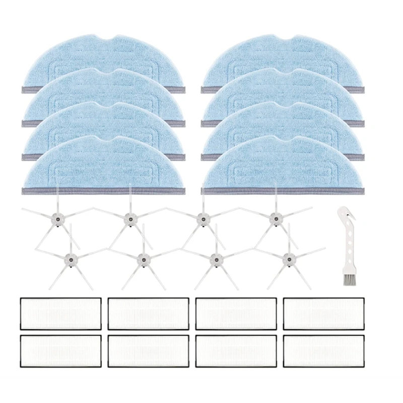 

Сменные детали для пылесоса Xiaomi Roborock S7 T7 T7S T7Plus T7SPlus, 8 Боковых брусков, 8 фильтров, 8 салфеток и щетка для очистки